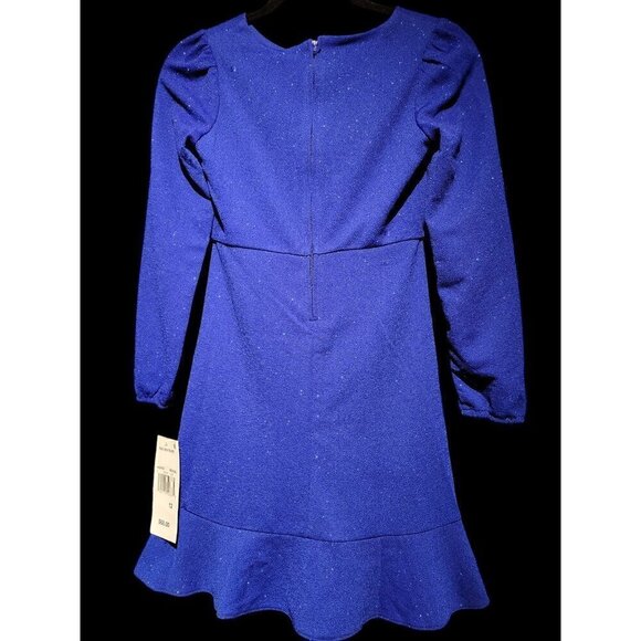 Rare Editions Long Sleeve Glitter Knit Faux Wrap Dress Women's Size 12 NWT - Picture 3 of 4
